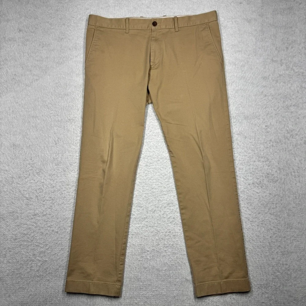 J CREW Chino Pants‎ Mercantile Flex Slim Stretch Khaki Beige Men's Size 35x30
